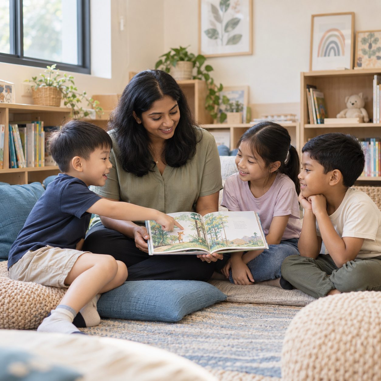 Teacher guiding a small group