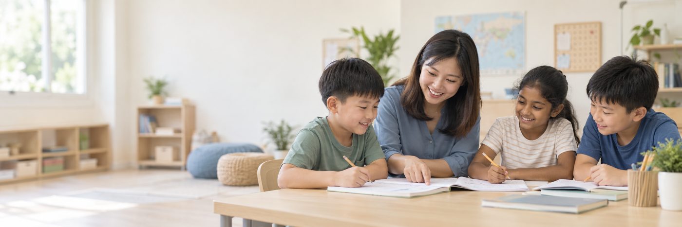 Teacher working one-to-one with a young student