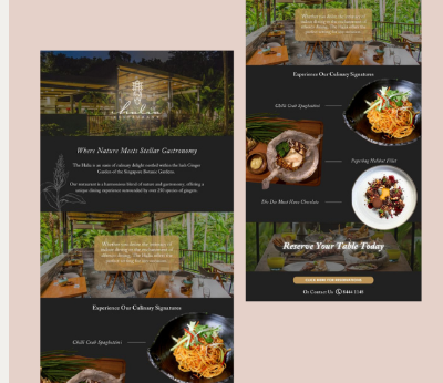 Emailer campaign designed for The Halia restaurant