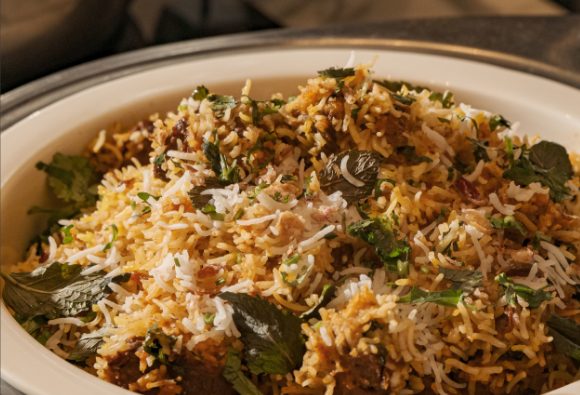 Plated biryani dish photographed for a restaurant client