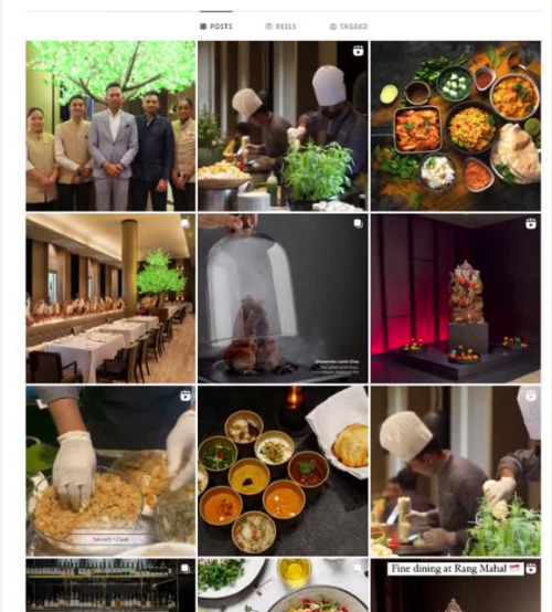 Instagram grid managed for Rang Mahal Fine Dining Restaurant