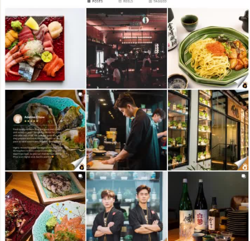 Instagram grid managed for Tora Tora Tora Japanese Restaurant