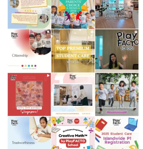 Instagram grid managed for PlayFACTO School