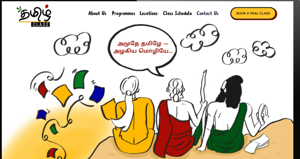 Website designed for Tamil Class