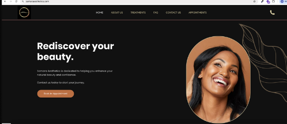 Website designed for Samara Aesthetics